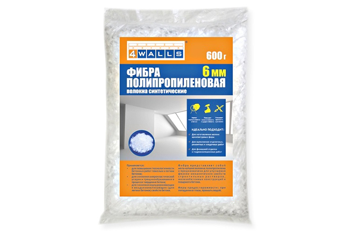 Фиброволокно (фибра полипропиленовая) FBV001V размер 6 мм 600 гр 4WALLS — изображение 2