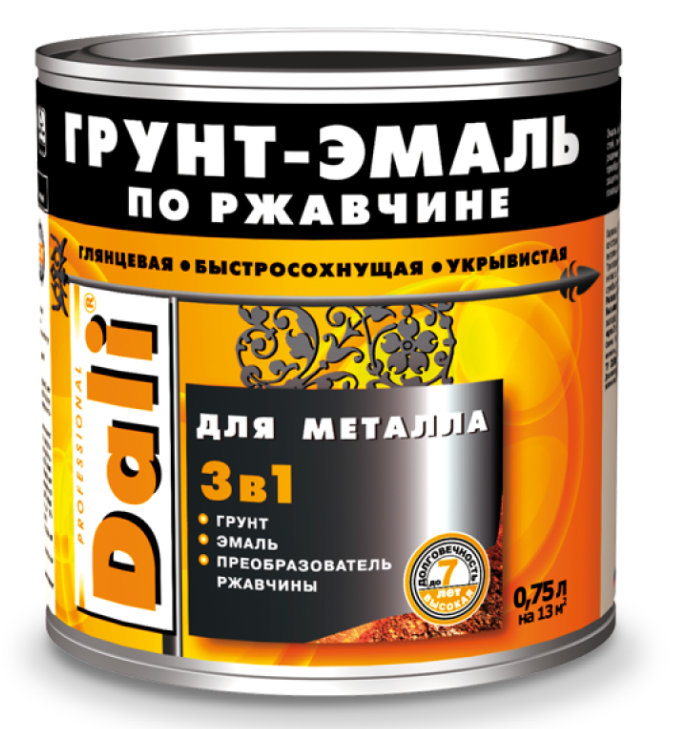 Грунт-эмаль DALI по ржавчине гладкая красная 0,75 кг