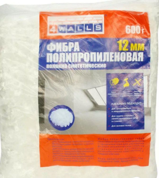 Фиброволокно (фибра полипропиленовая) FBV002V размер 12 мм 600 гр 4WALLS