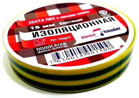 Изолента ПВХ 15х20 желто-зеленая Klebebander арт.TIK507T/116899